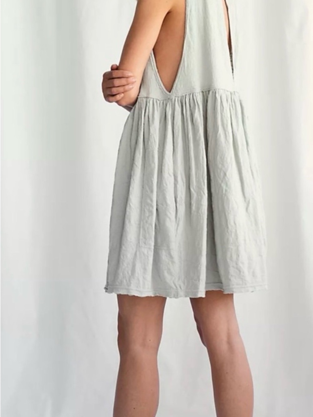 Free People FP Beach I’m Still Obsessed Mini Dress Palm Babydoll Keyhole M - Picture 3 of 10
